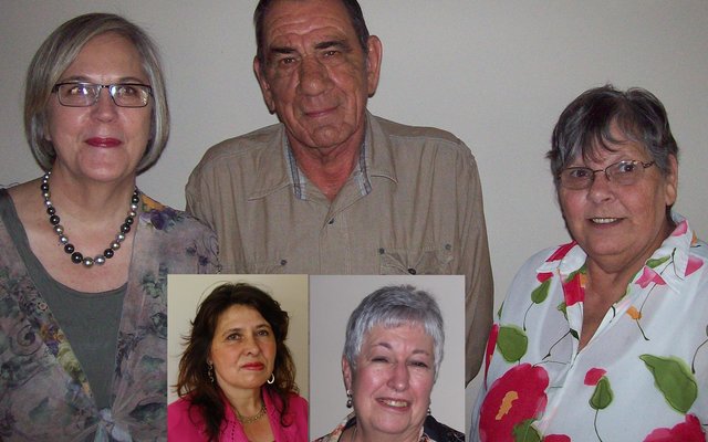 Hannelie van Zyl, Hennie Austin en Maryna Potgieter (Gansbaai kantoor). Inlas: Mienie Fourie en Elmarè Rankin